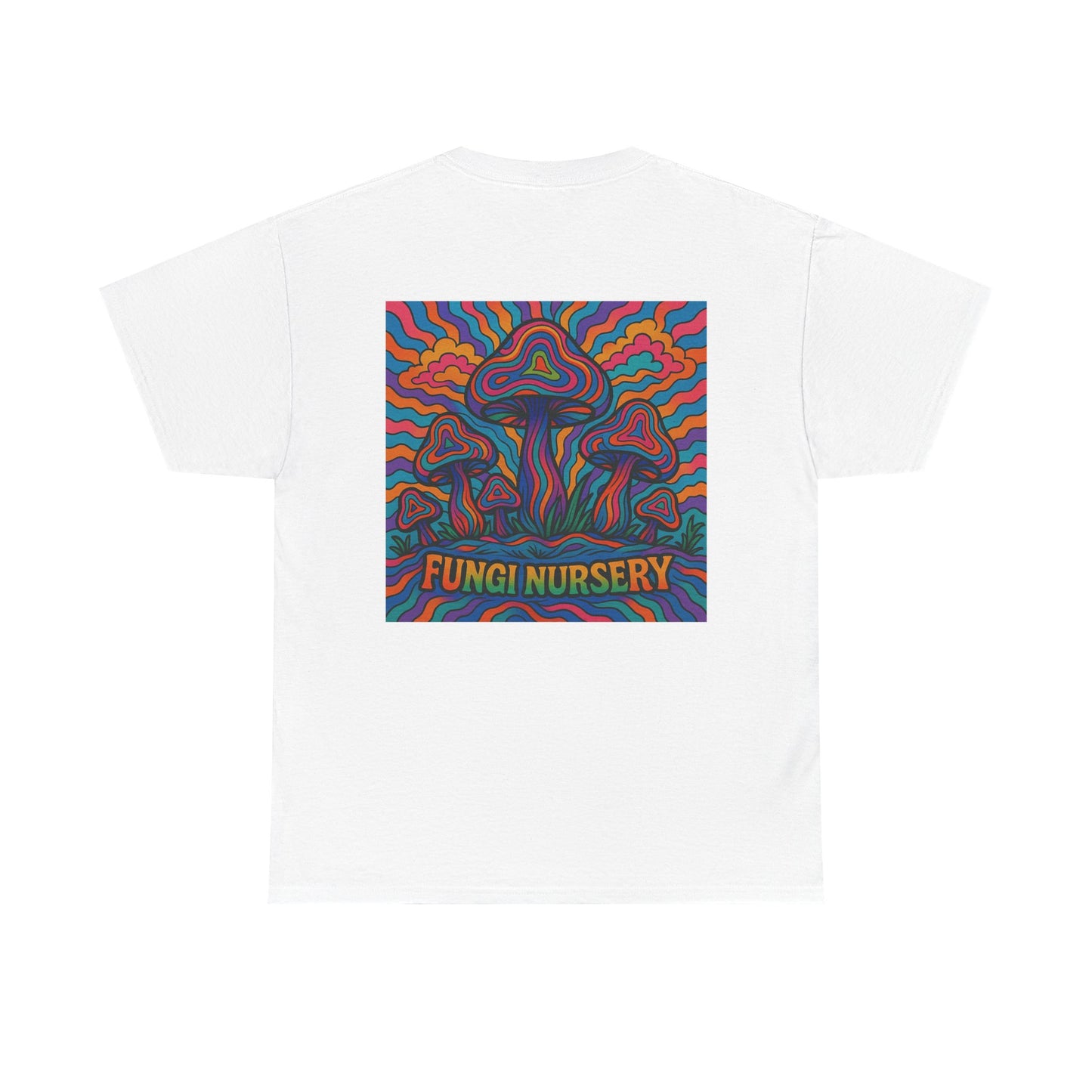 Colorful Fungi Nursery Tee - Unisex Cotton Shirt, Psychedelic Graphic Tee, Mushroom Art Shirt, Gift for Nature Lovers, Casual Wear